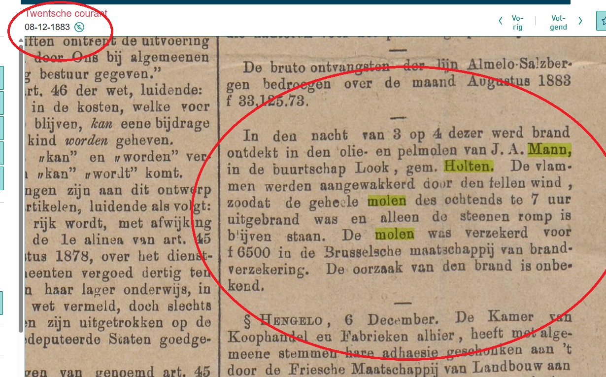 brand molen Holten 1883