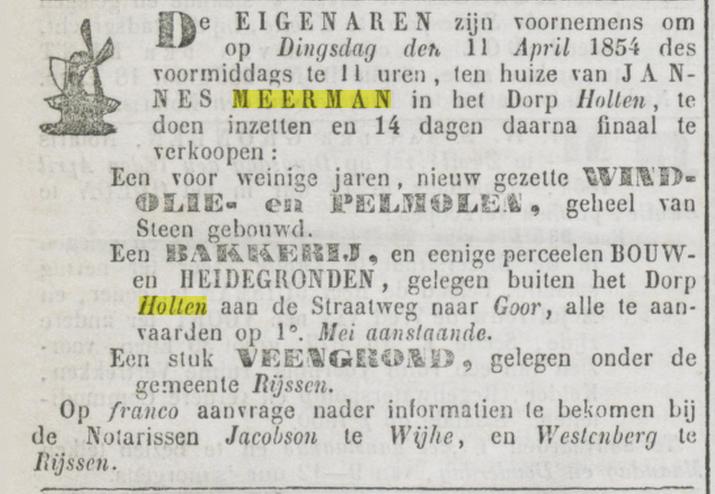 veiling wind- olie- pelmolen Holten